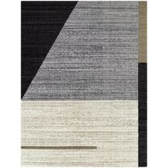 an area rug with black, white and grey colors on the bottom half of it