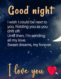 i love you goodnight good night messages for girlfriend in english and arabic language, with an image of a heart on the moon