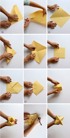 step by step instructions on how to make an origami star from paper and glue