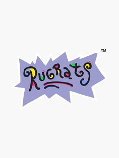 the word rugrats is written in multicolored letters