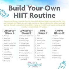 a poster with instructions on how to build your own hiit routine for beginners