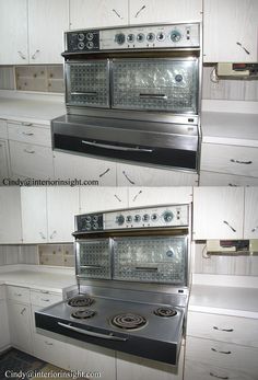 two pictures of the same oven in different positions