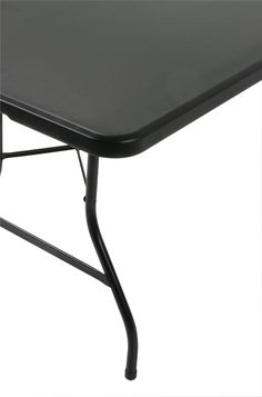 a black plastic table with metal legs