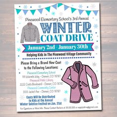 the winter coat drive flyer is shown