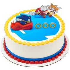 a sonic the hedgehog birthday cake on a white background