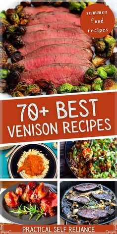 the cover of 70 + best venison recipes, including steaks and brussels sprouts