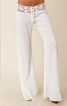 Beachy Pants...oooooo I just wanna snuggle up on my beach chair by the pool and read a good book wearing these! Beachy Pants, Gauze Pants, Bodycon Casual, White Bodycon, Beach Chair, Beach Pants, White Pants