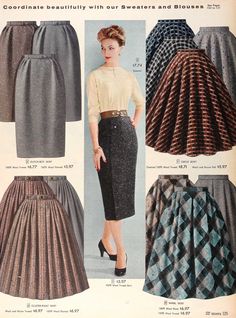 Tuppence Ha'penny: {Style Inspiration} The News in Tartan & Tweed Tweed Skirts, Skirt Patterns, 1950 Fashion, Fashion 1950s, Retro Mode, Old Fashion, Moda Vintage, Women's Skirts, 50s Fashion