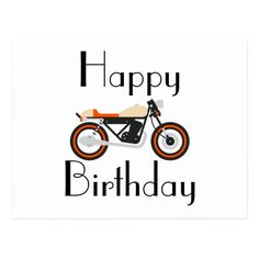 a happy birthday card with a motorcycle