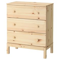 a wooden dresser with three drawers on one side and two legs at the other end