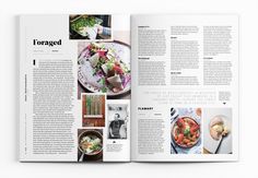 an open magazine with pictures of food on the cover and in it's pages