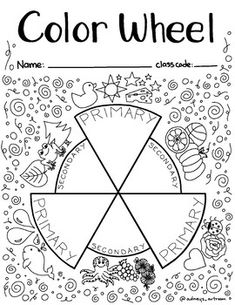 a coloring book with the words color wheel on it and an image of some animals