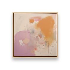 an abstract painting with pink, orange and yellow colors