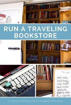 a book shelf filled with lots of books next to a white refrigerator and some writing on it