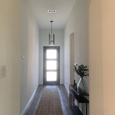 the hallway is clean and ready to be used as an entrance way for someone's home