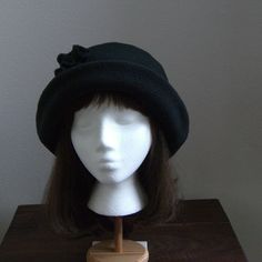 I made this beautiful fleece hat out of a rich black anti-pill fleece and lined it with a matching color fleece for warmth and body. It's sized to fit most adults 22-23 inches around head. The brim can be worn up or down. It's a very comfortable fit on my 22 1/2 inch head. Machine wash and dry, gentle cycle. A great travel hat for any season. If you would like a different color, contact me and I'll let you know if I can make it. Handmade in Oregon. Black Felt Cap For Outdoor, Black Winter Bucket Hat, Black Wool Cap For Winter, Black Felt Cap For Winter, Black Cloche Hat For Winter, Black Winter Felt Hat, Black Winter Cloche Hat, One Size Fits Most, Black Cloche Hat One Size Winter, Black Winter Cloche Hat One Size