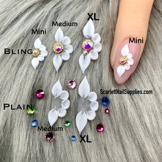 4pcs/ Bag Pre-made 3D Acrylic Nail Flowers Acrylic Nail Flowers, Nail Flowers, 3d Acrylic Nails, 3d Flower Nails, Acrylic Flowers, Nail Charms, Nail Supply, Pink Leopard, White Acrylic