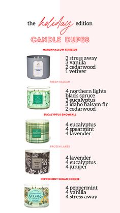 an info sheet describing the different types of candles and how to use them for each type of candle