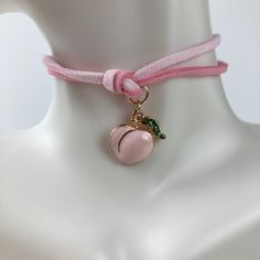 Handmade Pink Polyester Choker & Necklace With Peach Charm Pendant Charm Jewelry 2pcs. Material: Polyester + Alloy + Iron Design: Mother & Child Choker Necklace. Eco-Friendly: Nickel Free Lead Free Pink Choker Necklace, Peach Necklace, Whimsical Necklace, Sand Dollar Necklace, Pink Choker, Iron Design, Mother Child, Dragonfly Necklace, Wooden Necklace