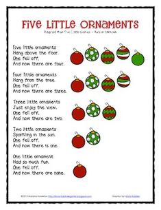 christmas ornament worksheet with five little ornaments