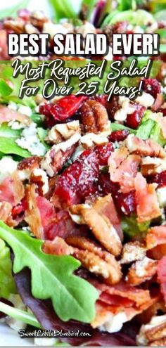 This image shows a close up photo of the salad in a white bowl. Best Salad Ever, Best Salads Ever, The Best Salad, Spring Salad Recipes, Best Salad, Vegetarian Salad Recipes