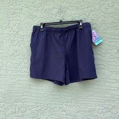 Brand New Reel Legend Size Pl Stretch Swimming Shorts With Pockets, Blue High-waisted Shorts For Swimming, Navy Relaxed Fit Shorts, Blue Swim Trunks With Built-in Shorts In Relaxed Fit, Blue Stretch Skort For Swimming, Blue High-waisted Athletic Shorts With Pockets, Navy Shorts With Elastic Waistband For Spring, Casual High-waisted Shorts For Swimming, Casual Blue High-waisted Skort