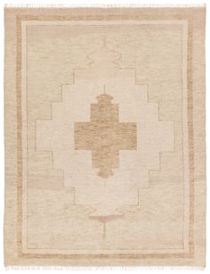 an old rug with a cross in the center and fringes around it, on a white background