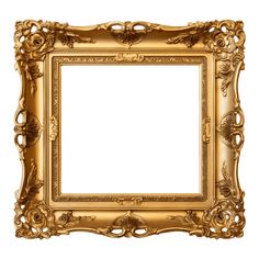 an ornate gold frame on a white background