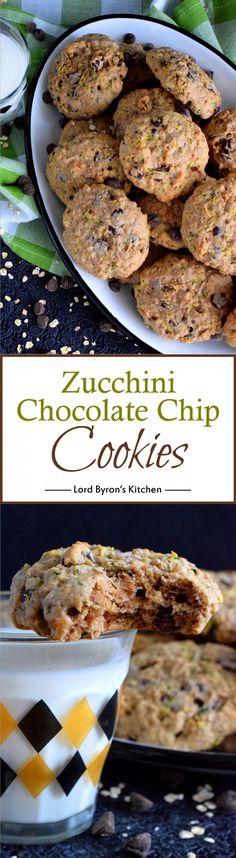 zucchini chocolate chip cookies on a plate