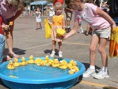 Classic carnival game is always a hit with the kids.  For a class party, move the duck pond inside!  From CarnivalSavers.com Halloween Carnival Games, School Carnival Games, Grandma Camp, Carnival Booths, Fall Festival Games, Fall Fair, Fall Carnival, Festival Games, Harvest Fest