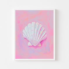 a painting of a seashell on a pink background