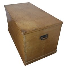 an old wooden storage box on white background