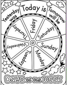 a wheel of the year coloring page with words on it and stars in the background