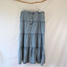 Nwt M Jeans By Maurices Long Modest Blue Jean Ruffle Skirt Plus Size 18 W Denim New With Tags Lay Flat Measurements: Waist 21" Hips 25" Length 41" I Am Open To Offers. Please Look At All Pictures Modest Jean Skirts, Jean Skirts, Skirt Plus Size, Denim Color, M Jeans, Ruffle Skirt, Blue Jean, Lay Flat, Blue Jeans