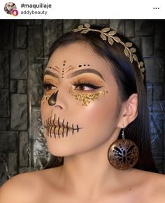 Halloween Makeup Sugar Skull, Dead Makeup, Creepy Halloween Makeup, Cute Halloween Makeup, Halloween Makeup Diy, Sugar Skull Makeup, Amazing Halloween Makeup