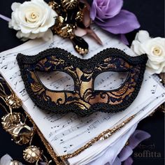 Gold And Black Lace Masquerade Mask  -  Gold Venetian Mask Decorated With Black Lace And Braided Trim - Gold Lace Masquerade Ball Mask Maskerade Masks, Lace Masquerade Mask, Lace Masquerade Masks, Masquerade Carnival, Masquerade Ball Mask, Venetian Masquerade Masks, Ball Mask, Venetian Mask, Masks Masquerade