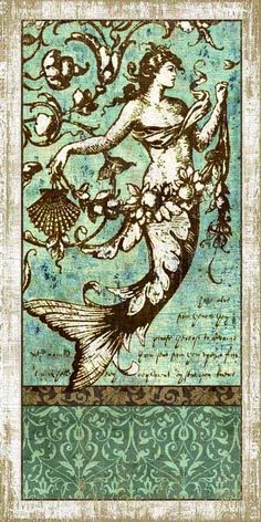 the mermaid is depicted in this art nouveau painting