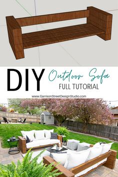 an outdoor sofa is shown with text overlay that says, diy outdoor sofa