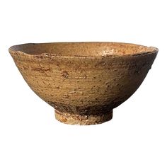 an old wooden bowl on a white background