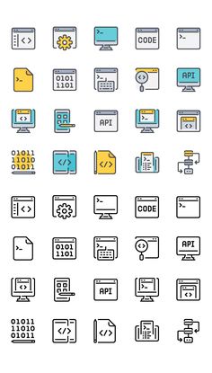 the icons for different types of web pages