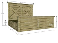 the measurements for a bed frame and headboard are shown in this drawing, which shows the