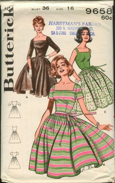 Vintage 1950s Dress Patterns, 1950s Style Vintage Pattern Day Dress, A-line Dress With Vintage Pattern In 1950s Style, 1950s Vintage Pattern Cotton Dress, Vintage Dress Pattern, 1953 Sewing Pattern, 1960’s Sewing Patterns, 60’s Fashion