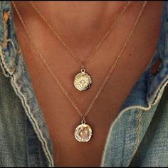 18k Gold Plated Sun And Moon Coin Necklace Layered Necklace Gold, Star And Moon Necklace, Necklace Gold Chain, Gold Chain Choker, Necklaces Pendant, Coin Pendant Necklace, Moon Pendant Necklace, Star Pendant Necklace, Women Necklace