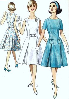 1960s Misses Princess Dress Vintage Sewing by MissBettysAttic Inverted Pleat Dress, 60s Dress Pattern, Princess Line Dress, Vintage Sewing Patterns Free, Simplicity Patterns Vintage, Princess Line, Pleat Dress