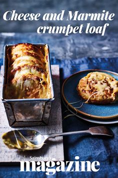 the cover of magazine shows a loaf of bread with cheese and marmite crumpet loaf