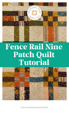 Save this Free Easy Fence Rail and Nine Patch Layer Cake Quilt Tutorial! Join Jenny Doan of MSQC as she creates a fun and fabulous quilt that combines the Fence Rail Block and the Nine Patch Block. Layer Cake Quilt, Easy Fence, Missouri Quilt, Quilted Projects, Quilt Blocks Easy, Quilting 101, Cake Quilt, Layer Cake Quilts