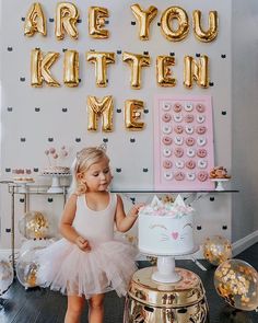 3rd Birthday Cat Theme, First Birthday Cat Theme, Cat Themed First Birthday Party, Cat First Birthday Party, Are You Kitten Me Birthday Party, Girls Cat Birthday Party, Kitten Party Decorations, Kitten Birthday Party, Cat Themed Birthday Party