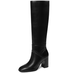 PRICES MAY VARY. Measurements: Heel height :3.5 inches Fashion Design: These knee-high boots feature a stylish and a block heel design, which accentuates the calf curve while creating an eye-catching look. Comfortable and Soft: These women's knee-high boots feature a soft, skin-friendly knit lining, plus a block heel design, which makes you feel comfortable and soft with every step you take. Simple Style: These high-heeled boots have a simple style and are fashionable and versatile. They can be perfectly paired with skirts, dresses or skinny jeans. A must-have item in your wardrobe. Occasion: The minimalist style of these women's knee-high boots is perfect for everyday wear or other special occasions. We provide modern women with highly tasteful fashionable footwear, showcasing their indep Long Black Boots, Black Knee High Boots, Black Knees, Chunky Block Heels, Heel Design, Wide Calf Boots, Every Step You Take, Womens Knee High Boots, Wide Calf