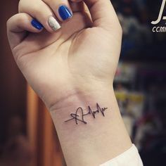 mother/daughter tattoos - Google Search More Lifeline Tattoos, Heartbeat Tattoo Design, Nurse Tattoo, Heartbeat Tattoo, Geniale Tattoos, Small Wrist Tattoos, Wrist Tattoo, Tattoos For Daughters