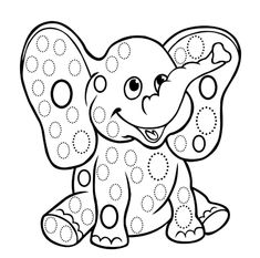 an elephant coloring page with dots on it